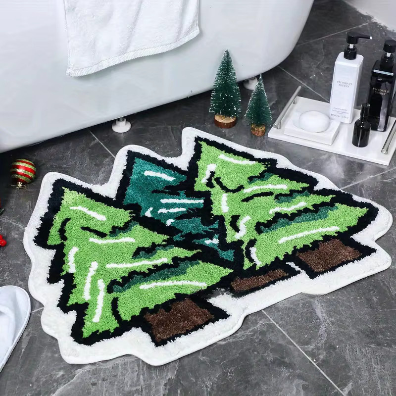 VIKAMA Weihnachtsteppich aus Bio-Baumwolle für Wohnzimmer, Schlafzimmer oder Badezimmer, B/T/H: 40 x 40 x 40 cm - Bild 2