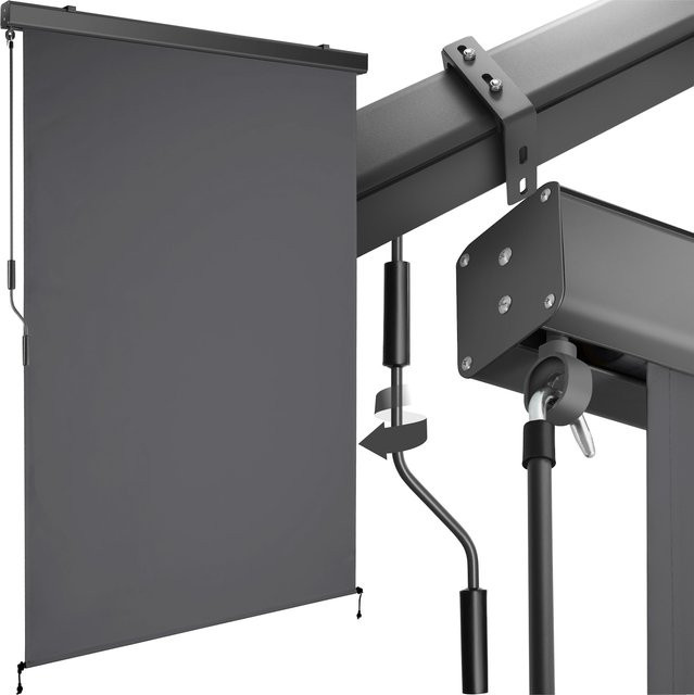 tectake Senkrechtmarkise Eloise mit Handkurbelmechanismus aus Polyester, Dunkelgrau, B/H: 120 x 250 cm - Bild 1