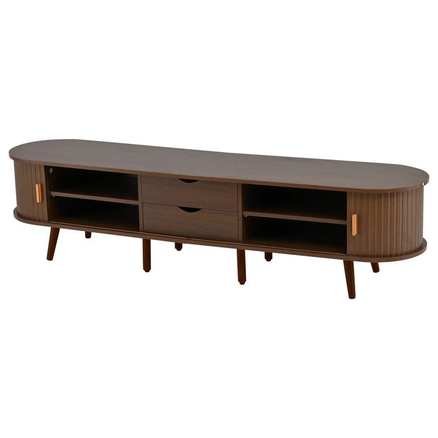 okwish TV Schrank mit Schubladen und Teleskoptüren in Walnuss, B/T/H: 175 x 40 x 42 cm - Bild 2