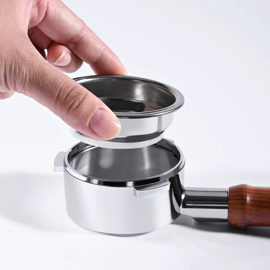 Kacacao Druckbeaufschlagter 1-Loch Kaffeefilterkorb aus Edelstahl in Silber, Durchmesser: 58 mm, passend für Espresso-Siebträger - Bild 2