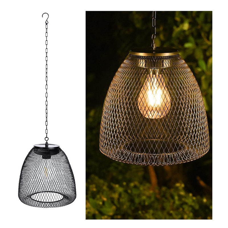 TOMTOP JMS Solar Outdoor Anhänger Lichter aus Rattan in Schwarz mit Warmweißem Licht für Garten, Terrasse und Hof - Bild 3