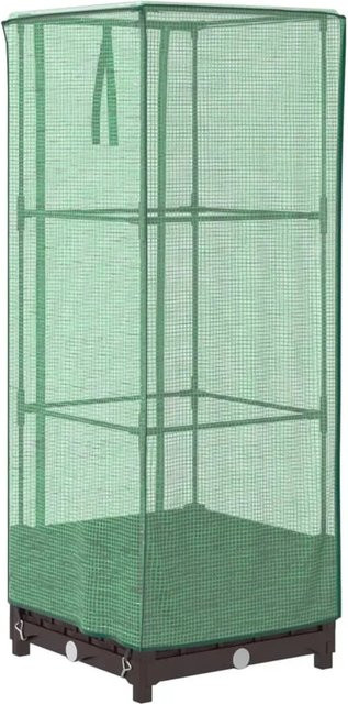 vidaXL Hochbeet mit Gewächshaus-Aufsatz in Rattan-Optik, Braun, B/T/H: 40 x 40 x 123 cm - Bild 1