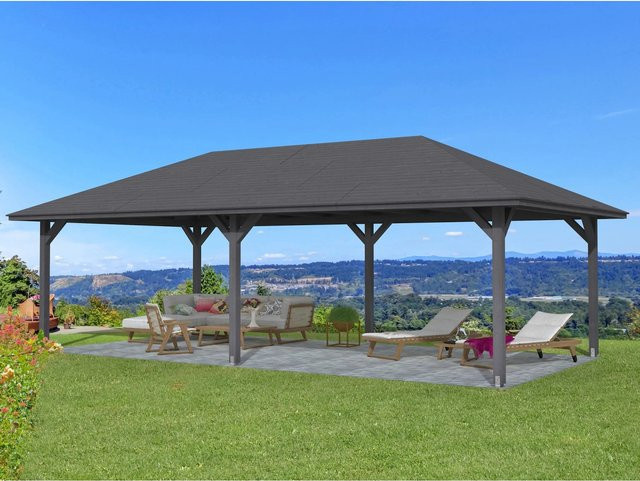 Skan Holz Pavillon Orleans 3 aus Fichtenholz in Grau lackiert B/T/H: 504 x 916 x 344 cm - Bild 1