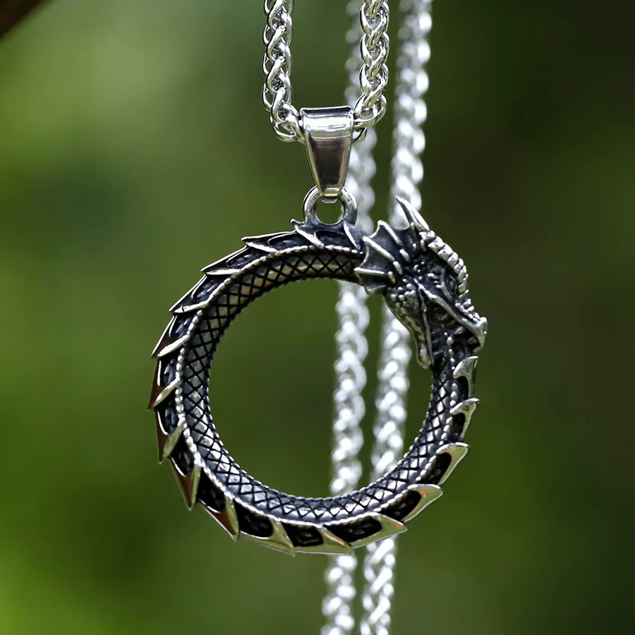 Anhänger Edelstahl, Silber, Wikinger Drache, Unisex - Bild 2