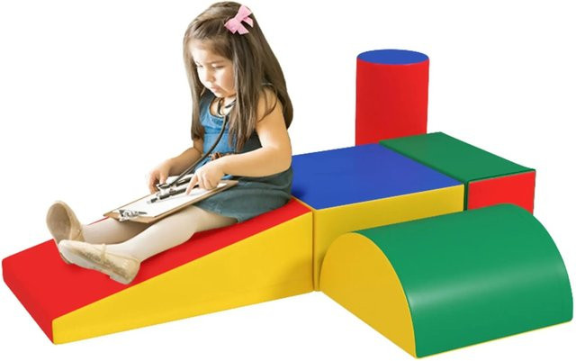 HOMCOM Bausteinset Kunstleder EPE-Schaumstoff Bunt 1-3 Jahre - Bild 1