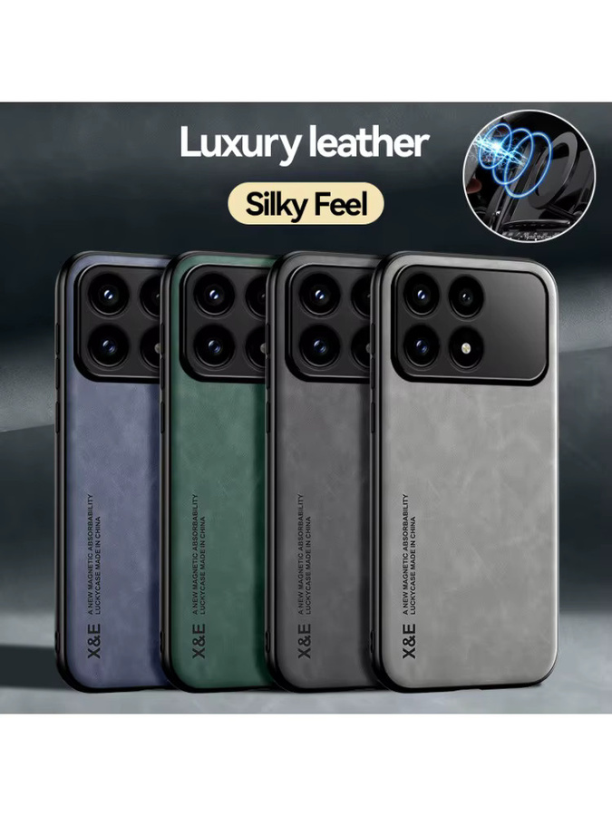 EUCAGR Luxus PU Leder Magnetische Stoßfeste Handyhülle für Redmi K90 Pro Max und Redmi K90 K90Pro in Schwarz mit Metallplatte - Bild 4
