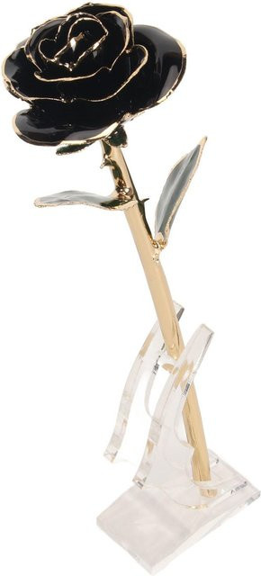 OutsideWorld Konservierte Rose 24 Karat Vergoldet in Gold mit schwarzem Halter - Bild 1