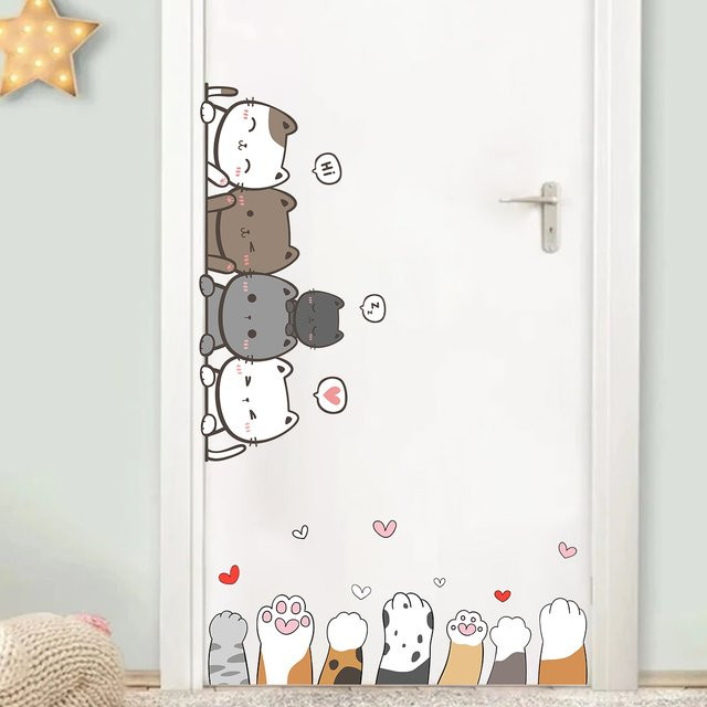 BRUP Cartoon Katze Wandtattoo für Kinderzimmer und Schlafzimmer, mehrfarbig - Bild 1