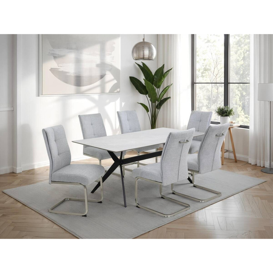 4er-Set Schwingstühle Hela in Grau mit Microfaser-Webstoff und Metallgestell, B/H/T: 50 x 99 x 66 cm - Bild 2