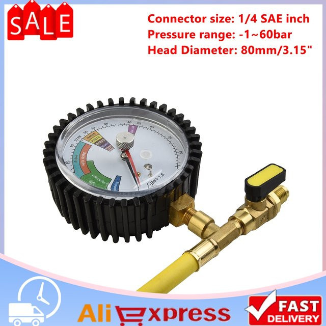 VIBRATITE Stickstoff-Manometer-Regler für Klimaanlagen zur HVAC-Systemprüfung mit R134a R22 R407C R410A Kompatibilität - Bild 1