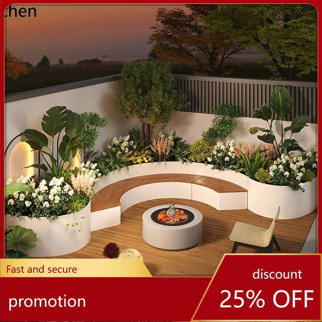 CZ1 Blumenkasten und Hocker-Kombination aus Eisenkunst in Weiß für den Außenbereich und Balkon - Bild 1