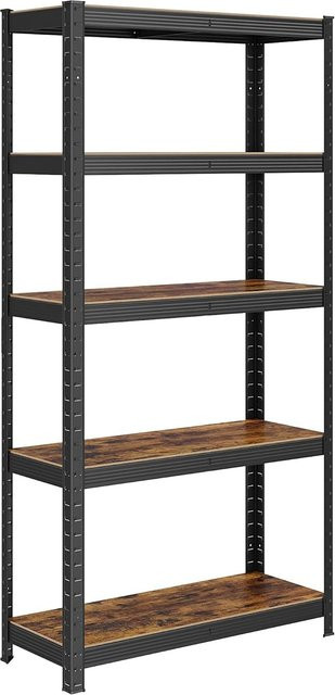 Songmics Standregal Cozory in Braun-Schwarz mit verstellbaren Regalböden aus Holzspanplatten und Metall, B/T/H: 30 x 30 x 150 cm - Bild 1