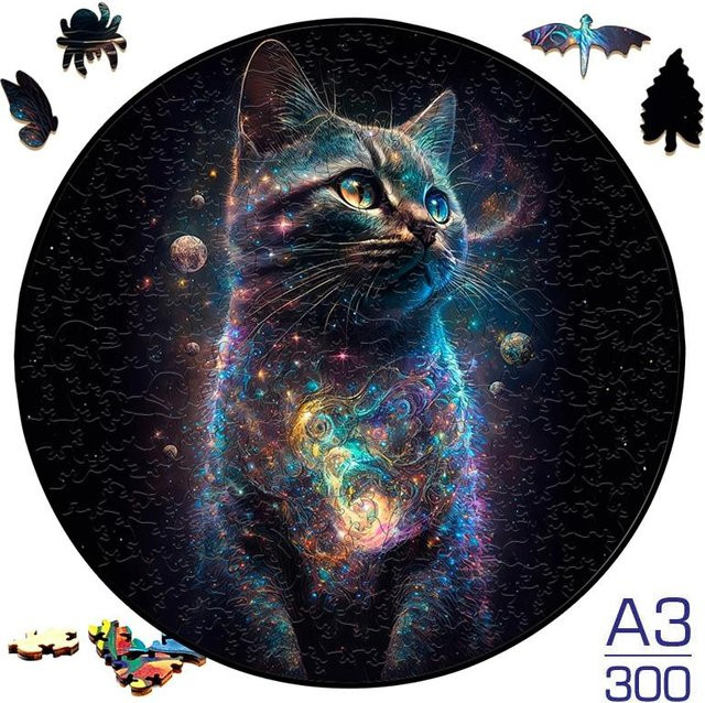 Yiran toy Interstellar Puzzle Schwarze Katze, Tierpuzzle, Holz, ab 14 Jahre - Bild 1