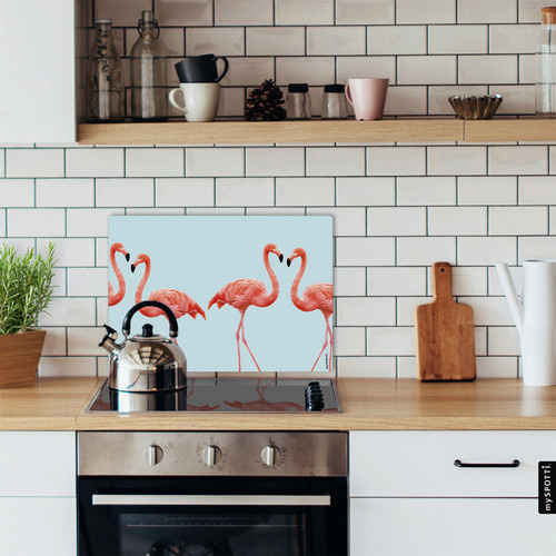mySPOTTI Mini-Spritzschutz Lovely Flamingo Aqua in Blau und Pink aus Aluverbund, B/T/H: 41,0 x 59,0 x 0 cm - Bild 3