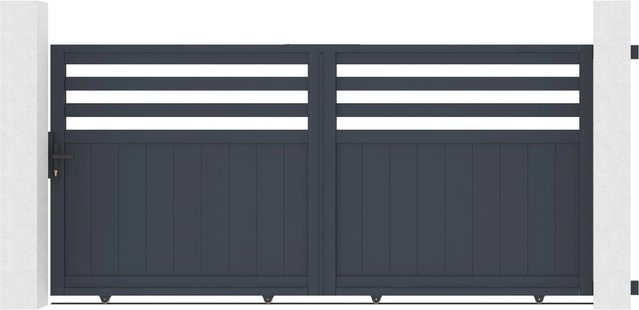 Casanoov Elektrisches Schiebetor Nevis aus Aluminium in Anthrazit/Grau mit Schiebetorantrieb Ranger C300, B: 300 cm, H: 140 cm - Bild 1