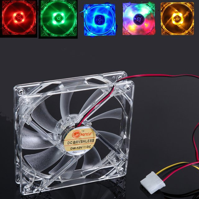 ALLOET PC CPU-Kühlerlüfter mit transparentem Gehäuse und roter Quad 4 LED-Beleuchtung, 120 mm - Bild 1