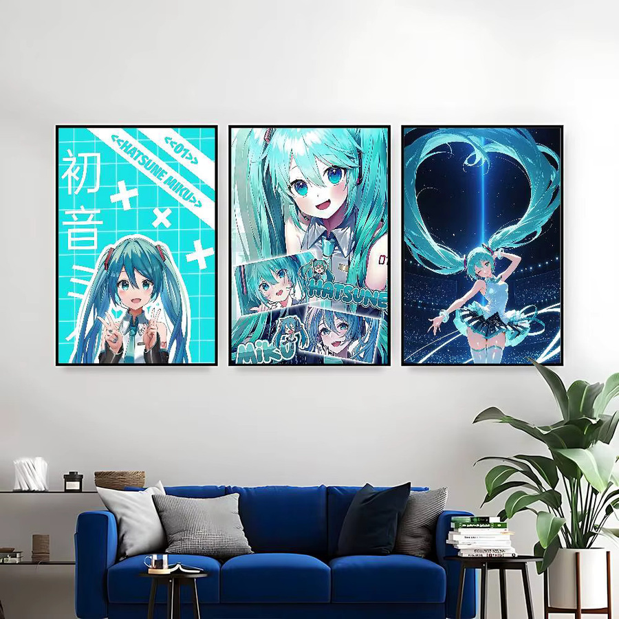 H-Hatsune Miku Anime Poster Retro Wandkunst in Multicolour, B/H: 20 x 20 cm - Bild 5