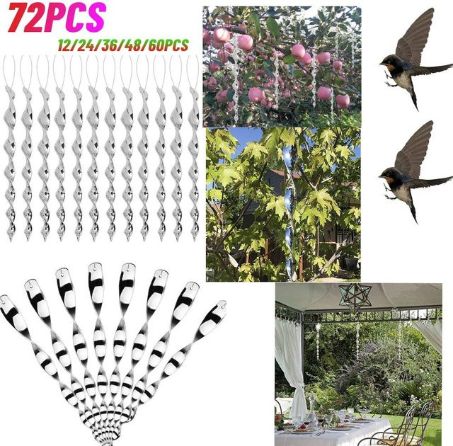 APWIKOGER Vogelabwehr Windspirale Rotierende Gartenornamente zur Taubenabwehr in Silber, 72 Stück - Bild 1