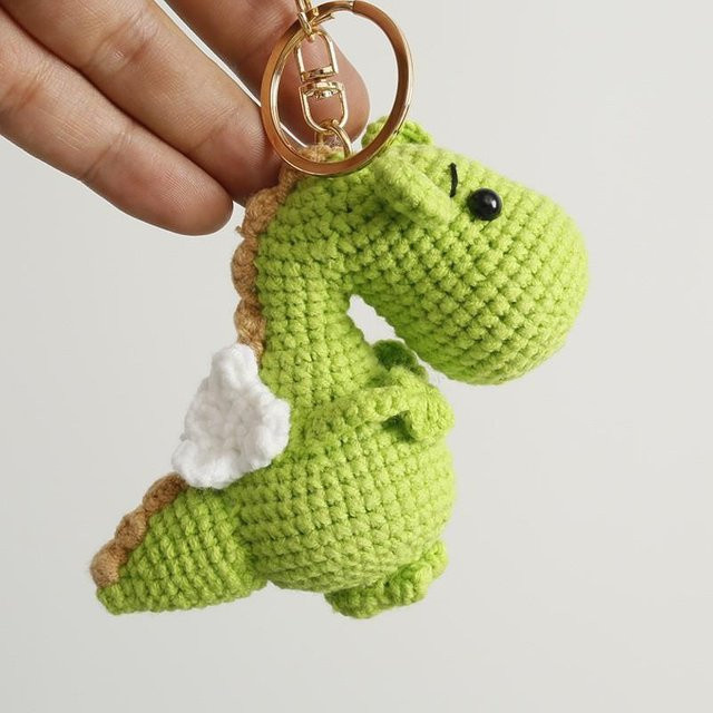 Linyi toy Schlüsselanhänger, Dinosaurier, grün, handgemacht, Unisex - Bild 1