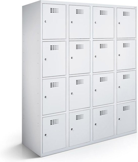 rotstahl Fächerschrank mit 16 Fächern in Hellgrau, B/T/H: 120 x 50 x 180 cm - Bild 1