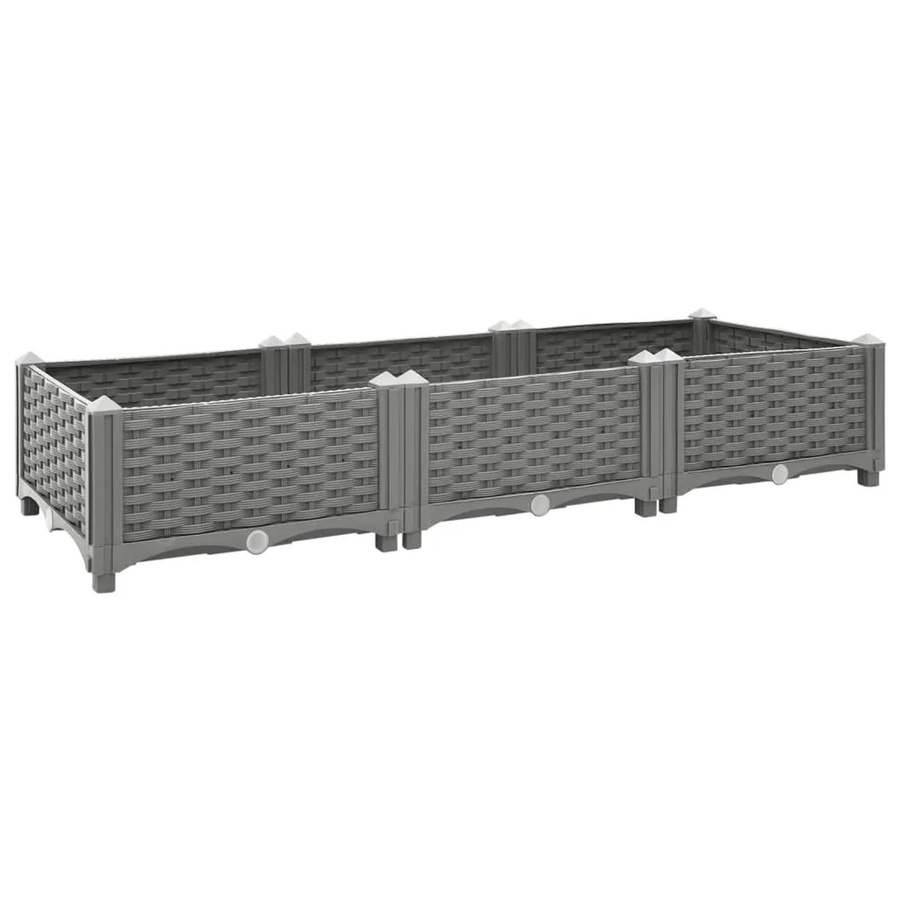 Hochbeet furnicato in Grau mit Rattan-Optik aus Polypropylen, B/T/H: 120 x 40 x 23 cm - Bild 2