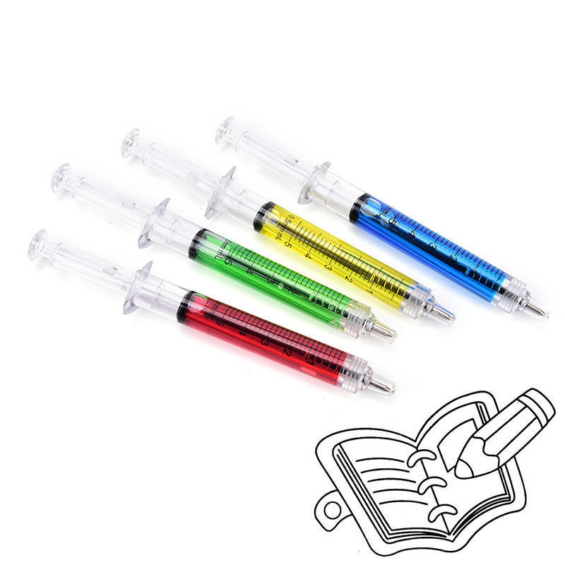 10er Set Kugelschreiber in Spritzenform für Ärzte und Pflegepersonal, Mehrfarbig, Flüssigstift aus Kunststoff - Bild 3