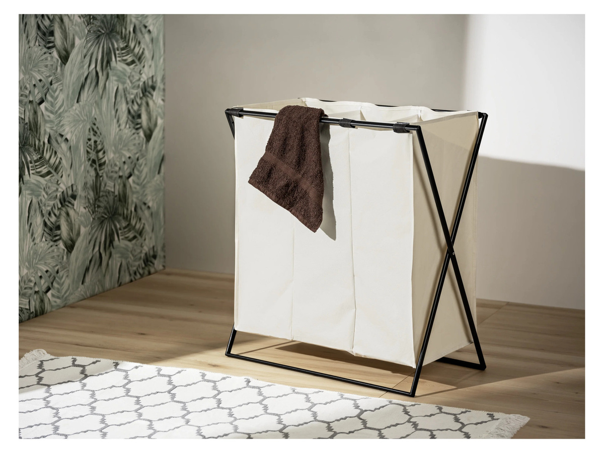 WENKO Wäschesammler Trio XL in Beige, Schwarz oder Weiß, zusammenklappbar und freistehend - Bild 2