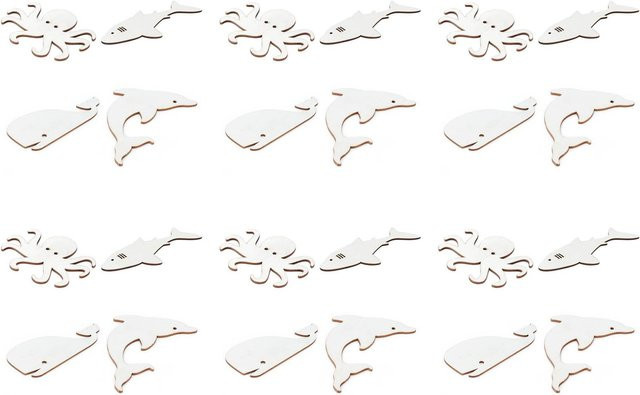 24 Stück KONNWEI Holzscheiben in Cartoon Meeres-Tierform als DIY Anhänger für Bastelarbeiten und Dekoration - Bild 1