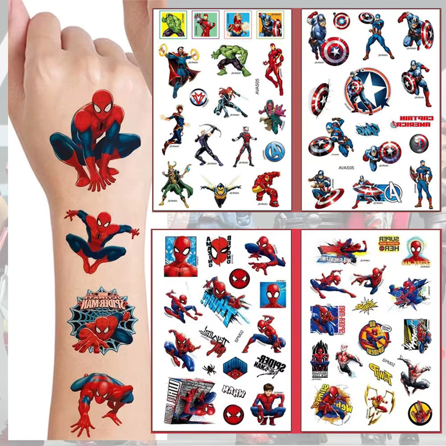 Marvel Avengers Iron Man und Spider-Man, Temporäre Tattoo-Aufkleber, 4-teiliges Set - Bild 5