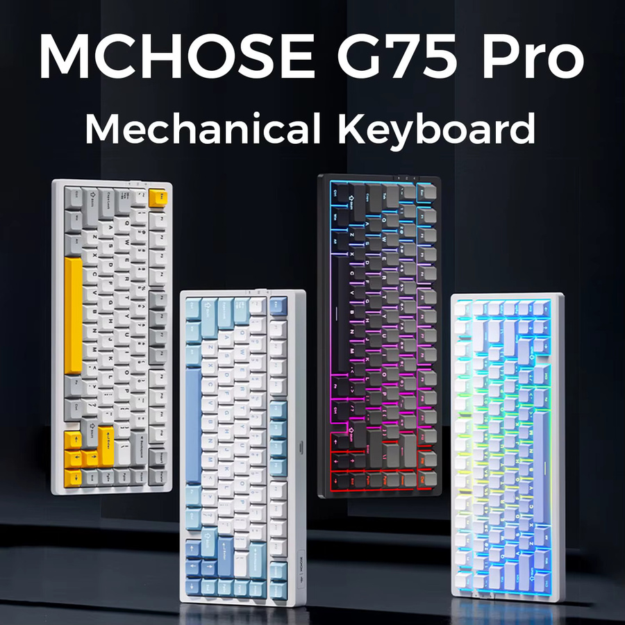 MCHOSE G75 Pro Kabellose Mechanische Tastatur mit 75% Layout, Gasket-Montage, 5-Schichten Dämpfung, RGB-Hintergrundbeleuchtung und Tri-Mode Verbindung (Bluetooth, Wi-Fi, Kabel) sowie Hot-Swappable Funktion - Bild 3
