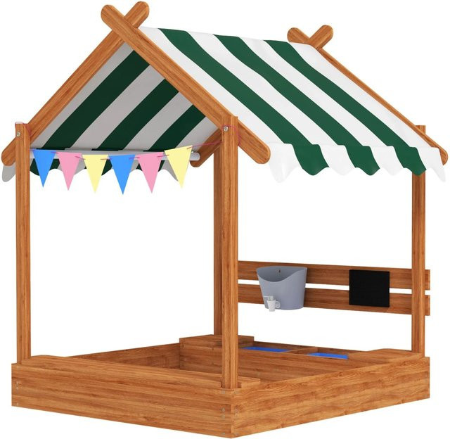 Outsunny Sandkasten aus Tannenholz in Orange, H x B x T: 146 x 124 x 116 cm - Bild 1