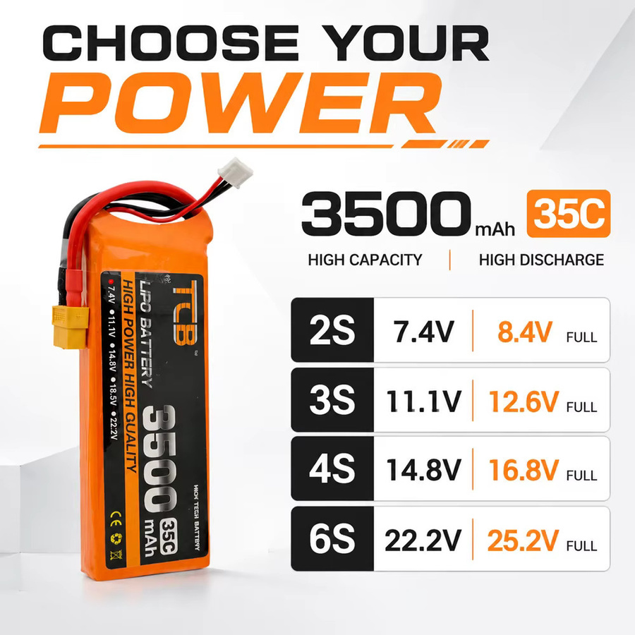 HONGXUNJIE LiPo-Akku 3500mAh mit XT60-Stecker für FPV-Drohnen, RC-Autos und Flugzeuge - Bild 2