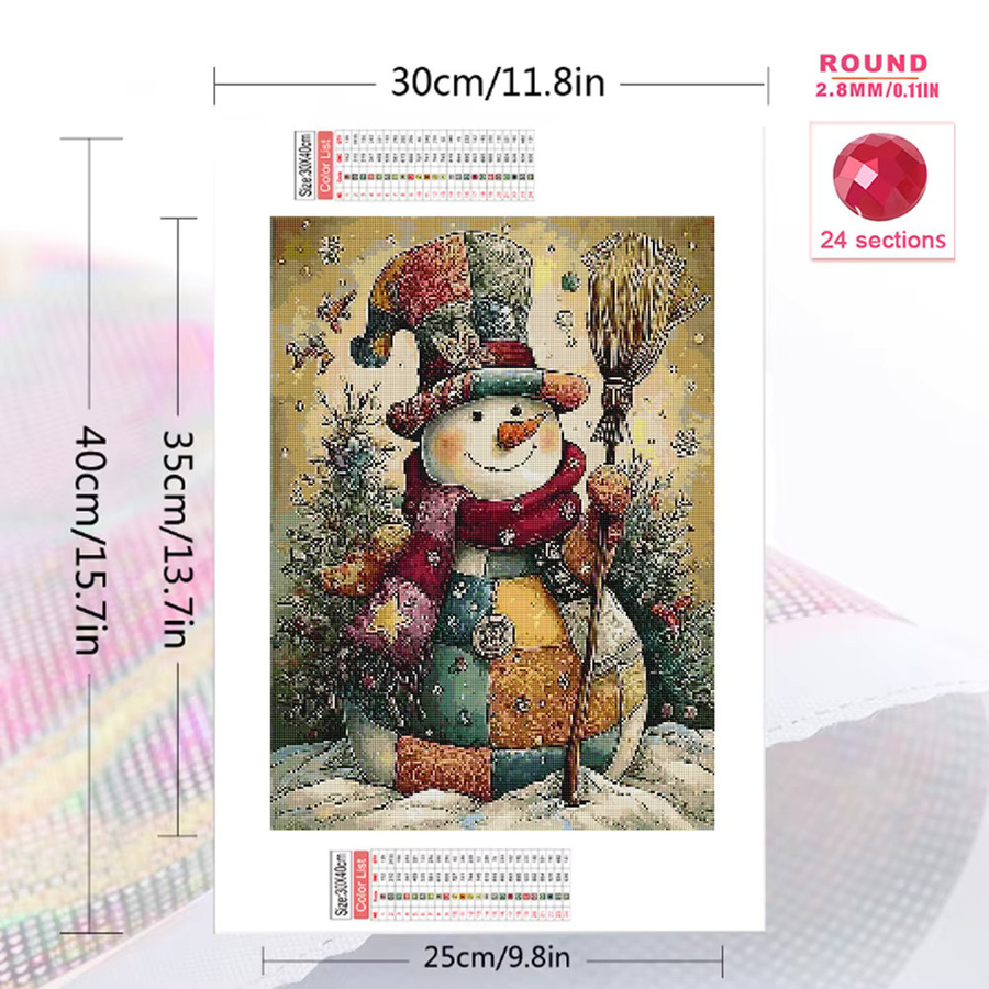 Momoart Diamantmosaik Schneemann Winter DIY Landschaft Stickerei in Mehrfarbig mit runden Diamanten zur Dekoration - Bild 2