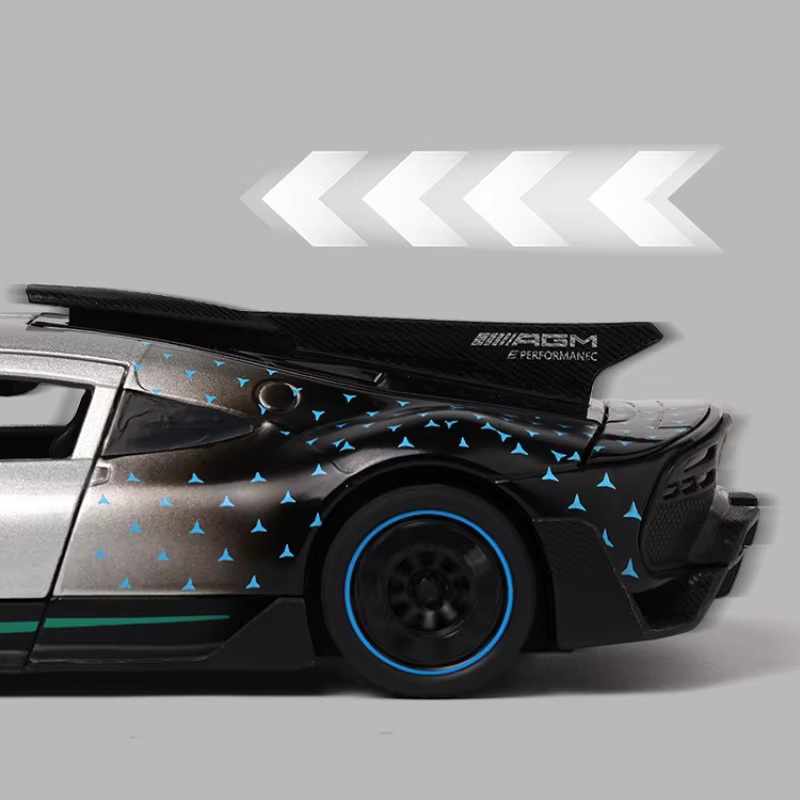 AMG ONE Supercar Automodell, 1:32, Metall, mit Licht und Sound, Grau - Bild 3