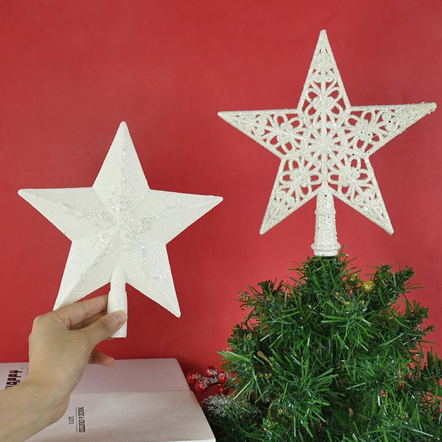 ZQNYCY Weihnachtsbaumspitze Stern in Weiß mit hohlem Musterdesign für deine Weihnachts- und Neujahrsdekoration - Bild 1