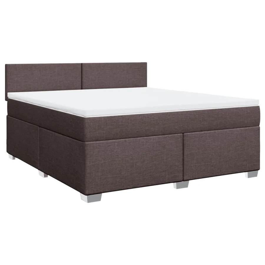 vidaXL Boxspringbett mit Matratze aus Kiefernholz und Stoff in Dunkelbraun und Weiß, B/T: 180 x 200 cm - Bild 2