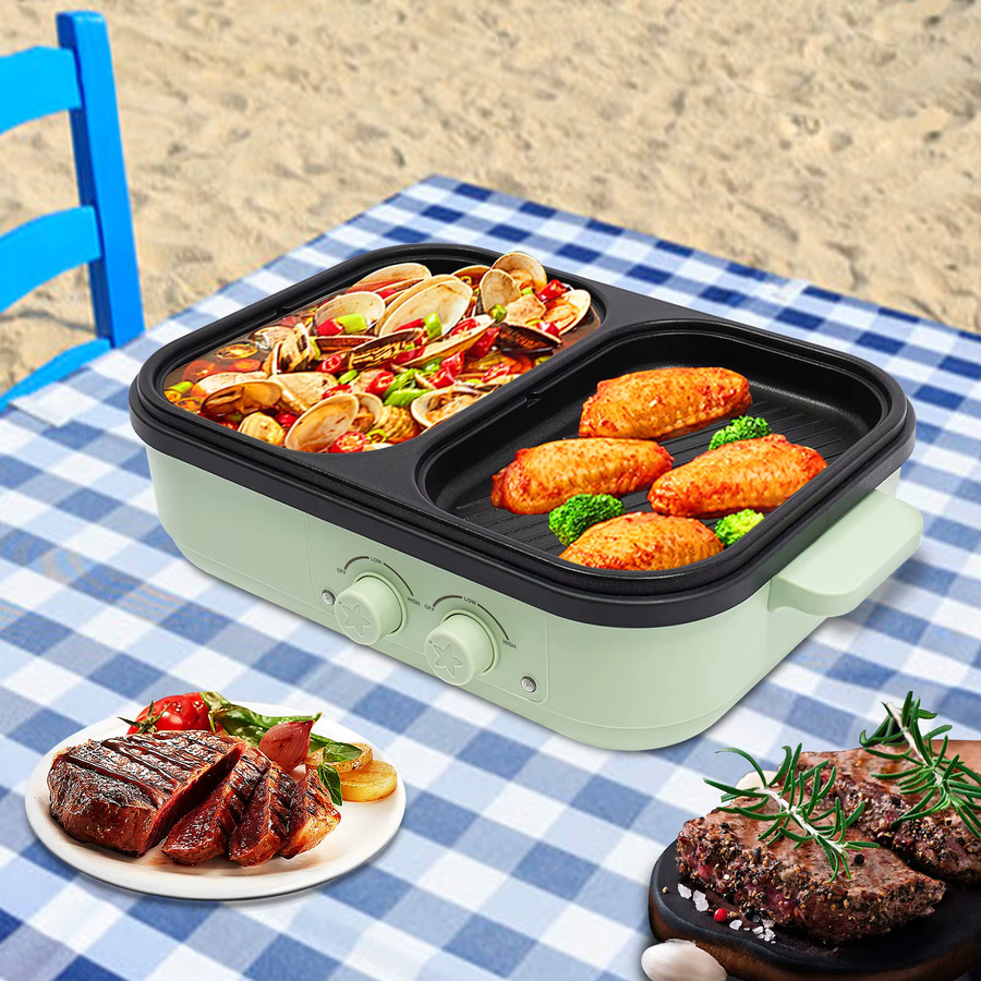 Bymaocar 2-in-1 Elektrischer Hotpot und Grill in Grün mit 1300W, 1-Liter Hotpot und 2-Liter Grill sowie einstellbarem Thermostat - Bild 4