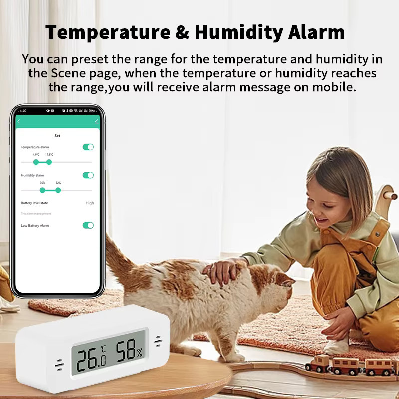 Tuya WiFi Temperatur und Feuchtigkeit Sensor in Weiß mit App-Steuerung und Smart Home Integration für Alexa und Yandex SmartLife - Bild 2