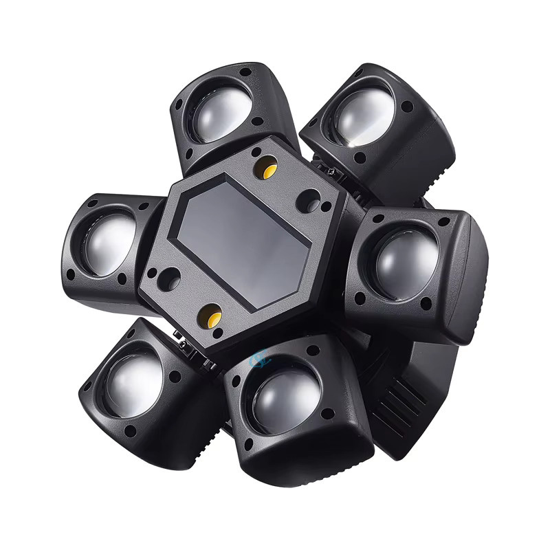 PINCHENGGUANGDIAN LED Moving Head 80 W RGBW 4in1 Mini Sechs Arm Strahl Effekt mit Strobe, Gelb und Fernbedienung, Schwarz - Bild 1