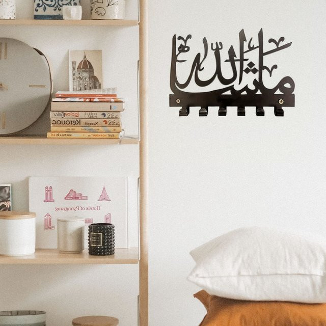 CIFBUY Wandorganizer aus Metall in Schwarz mit orientalischem Design für Handtücher und Schlüssel - Bild 1