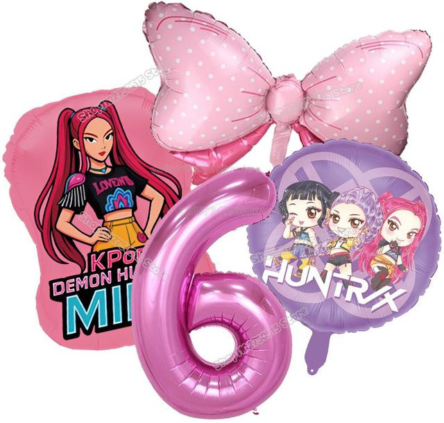 Yiran toy 1 Kpop Dämonenjäger Geburtstag Ballons Set mit Zahlenballons für Mädchen Partydekoration - Bild 1
