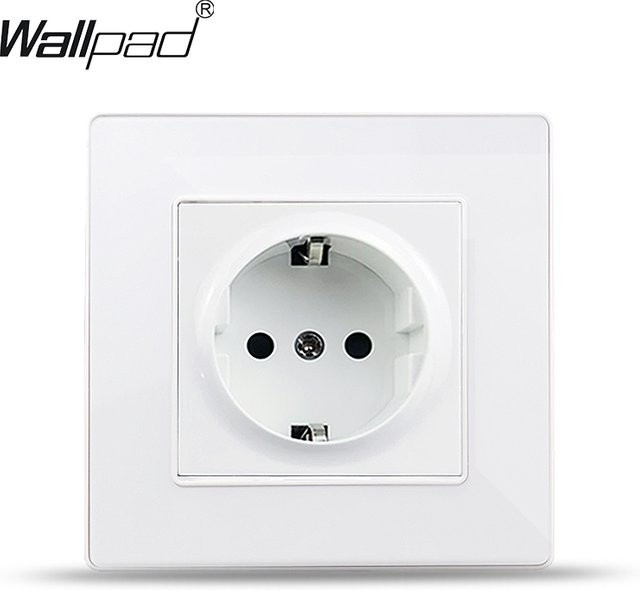 Wallpad Wandsteckdose aus weißem Acryl in runder Form mit EU-Standard - Bild 1