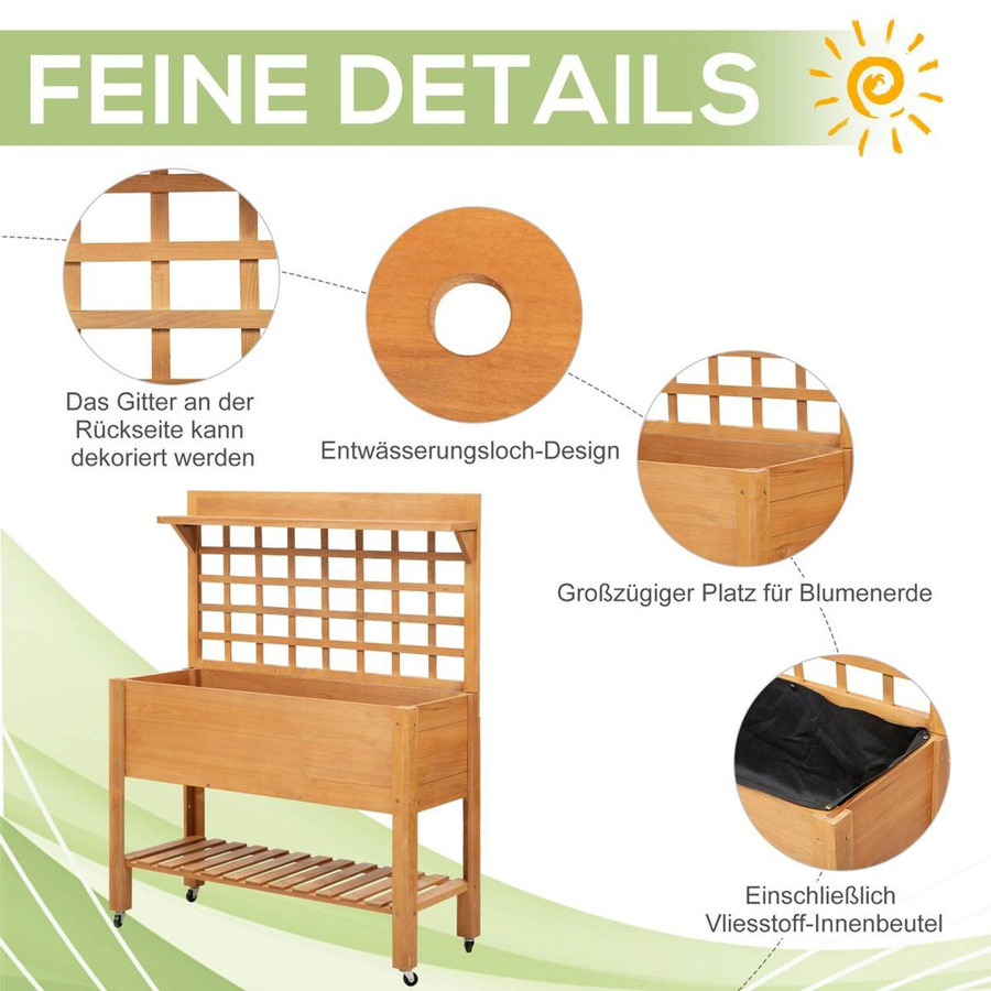 Outsunny Pflanztisch aus Holz in Braun, B/H/L: 40 x 135 x 105 cm - Bild 3