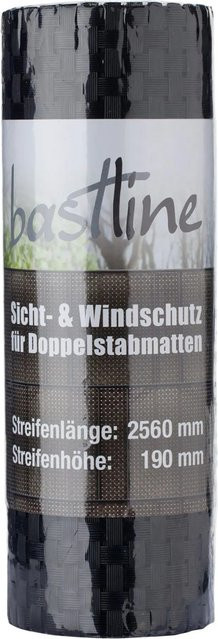 Deutsche Zauntechnik Bastline Sichtschutzstreifen für Doppelstabgittermatten aus PVC und PES-Webfasern, Schwarz, Breite: 2,56 m, Länge: 20 m - Bild 1