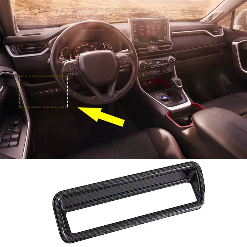 YaLumei Scheinwerfer Schalter Aufkleber für Toyota RAV4 XA50 Hybrid, Front Lampe Einstellen Taste Rahmen, Schwarz - Bild 2