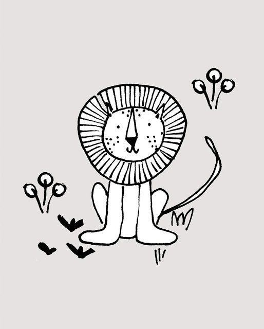 Komar Wandbild Scribble Lion Paper Poster Breite: 40 cm, Höhe: 50 cm - Bild 1