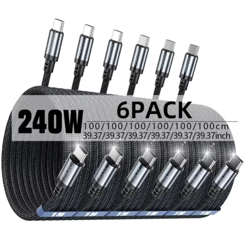 Vyvylabs 6er-Pack geflochtenes USB-C auf USB-C Kabel für schnelles Laden von iPhone 17 16 15 Pro Plus Max, Galaxy S25 S24 und iPad MacBook - Bild 8