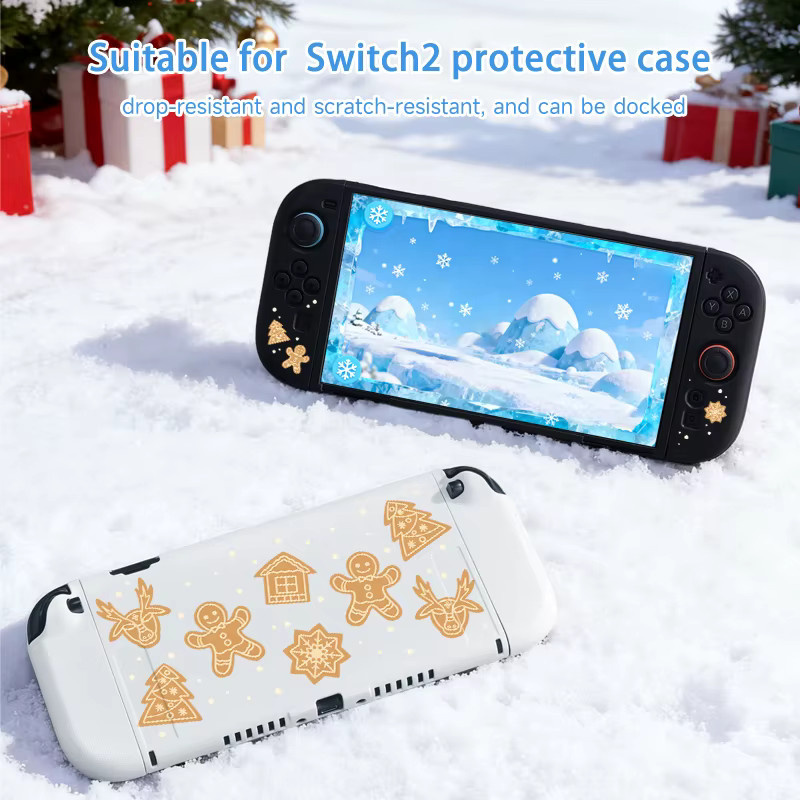 Schutzhülle für Nintendo Switch 2 im Weihnachtsstil, weiche TPU-Schale, sturzsicher, Farbe: Weiß - Bild 3