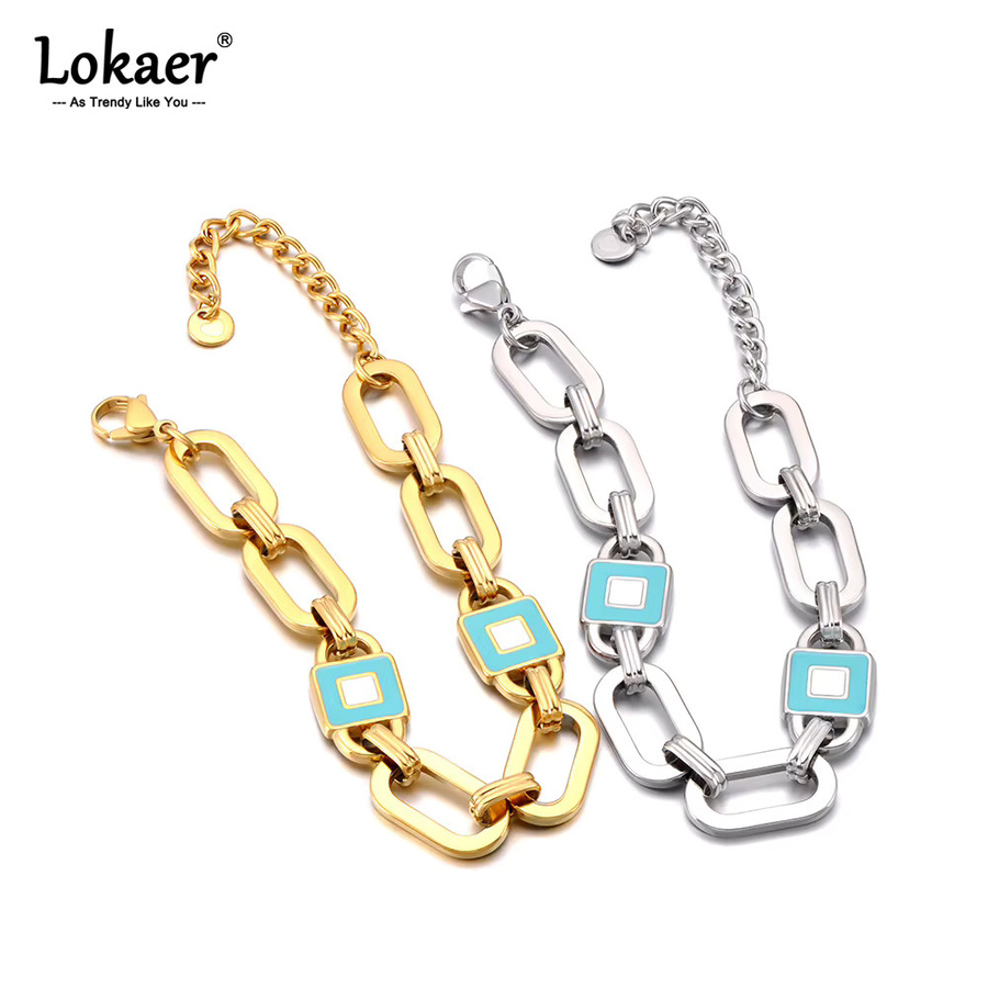 Lokaer Kettenarmband Edelstahl, Emaille, Damen - Bild 2
