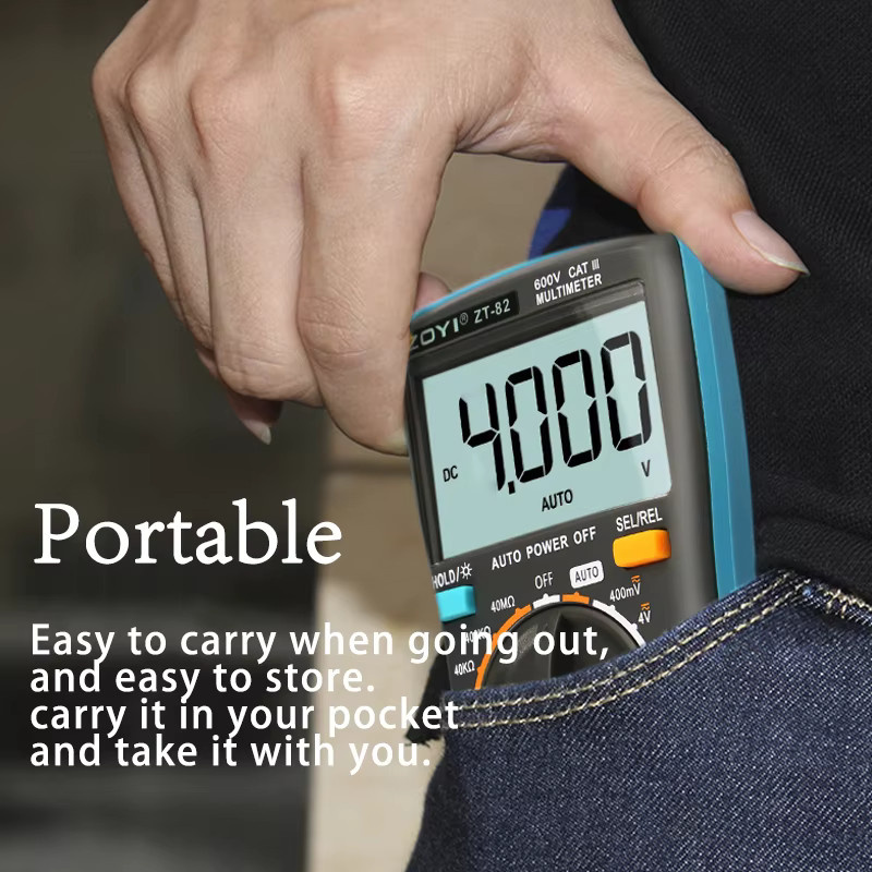 ZOYI 81/82 Professionelles Digitales Multimeter in Blau für AC/DC Spannung, Strom, Kapazität, Widerstand und NCV Messungen - Bild 2